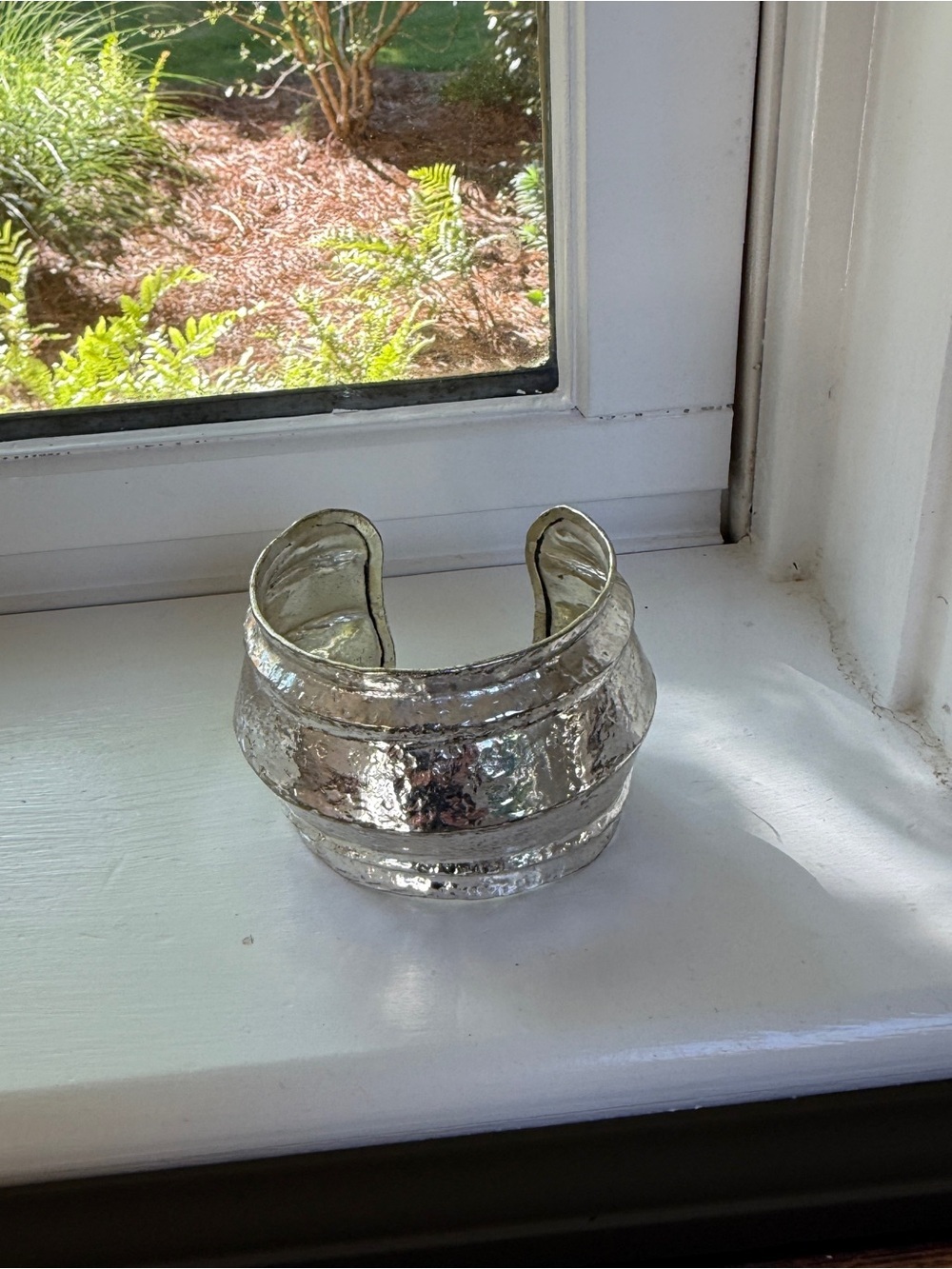 NWT Anthropologie Silver Wide Textured Cuff Bracelet - Picture 5 of 6